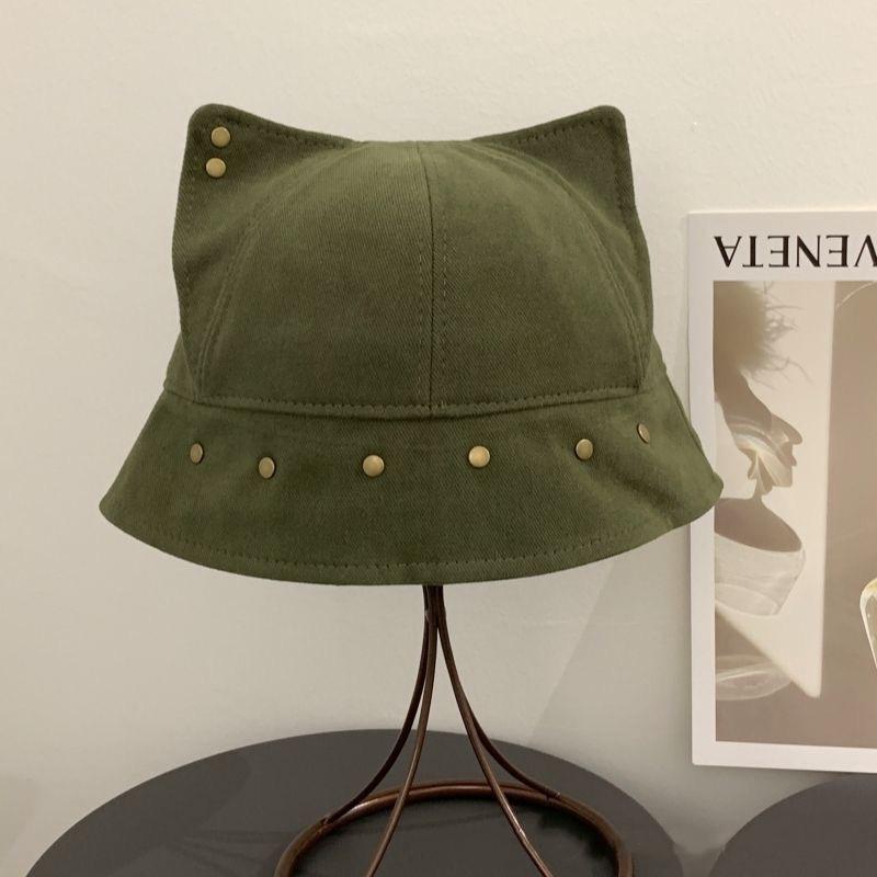 1Pieces Cute Three-dimensional Cat Ears Rivets Personalized Bucket Hat Spring Autumn Mountaineering Scarf Christmas Gifts