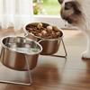 Fall-Resistant Stainless Steel Cat Bowl with Stand High Foot Dog Feeder Pet Supplies