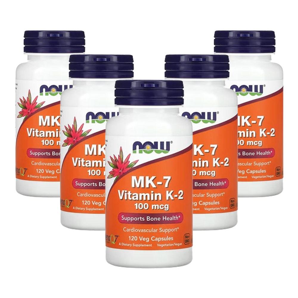 Now Foods MK-7 Vitamin K-2 100mcg Vegetable Capsules 120 pcs 5 pcs