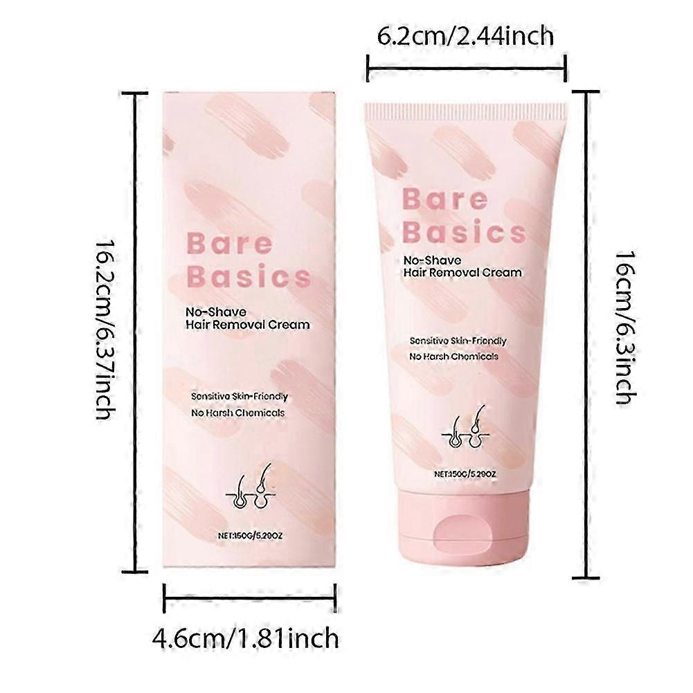 Bare Basics No Shave Hair Removal Cream for Sensitive Skin 150g Fast Gentle Depilatory for Soft Smooth Skin