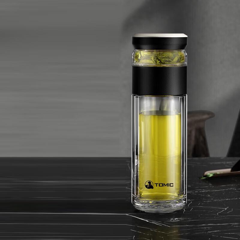 TOMIC TG80703Ti Double-Layer Borosilicate Glass Cup with Titanium Tea Infuser