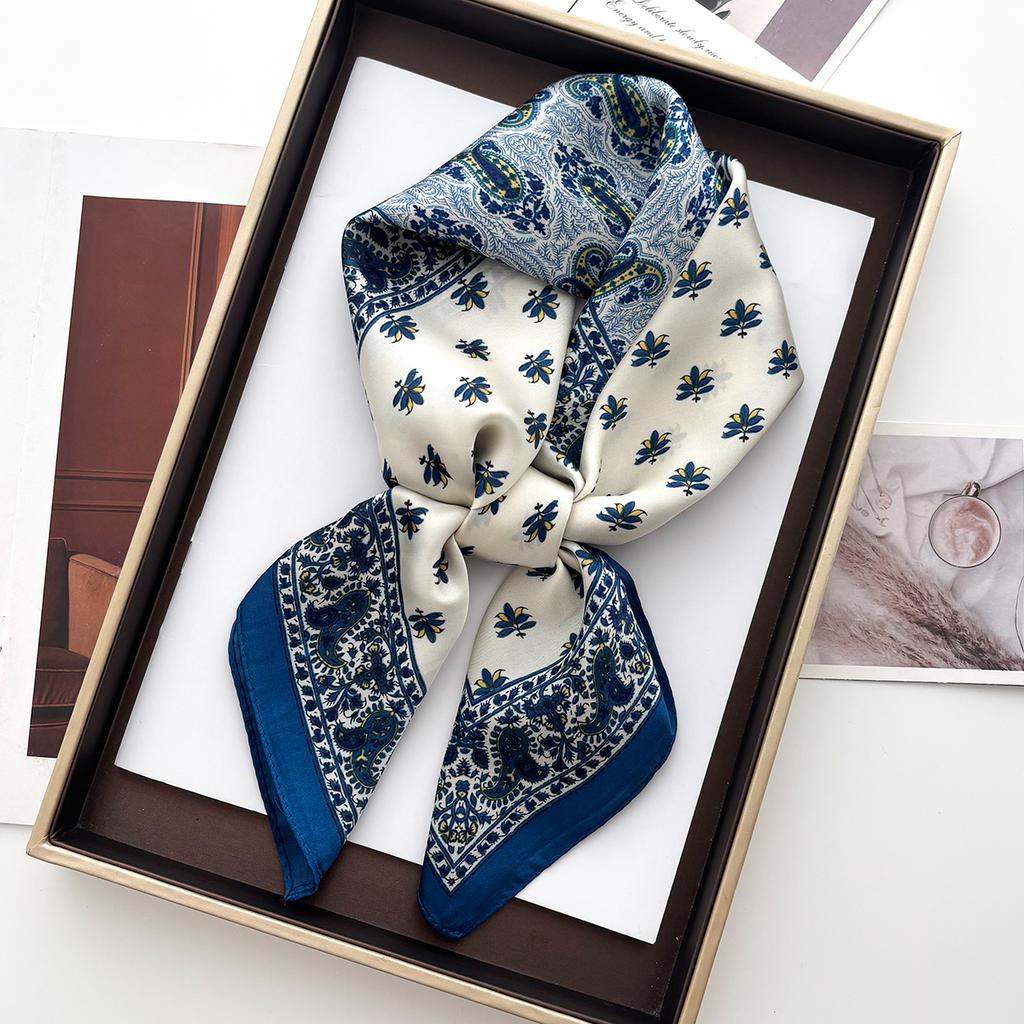 New 70cm Square Paisley Print Square Silk Scarf Casual Elegant Thin Breathable Neck Women Windproof Head Wrap Hair Scarves