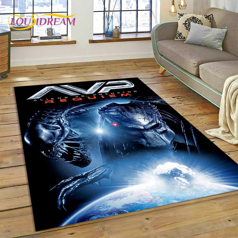 AVP Alien Vs. Tappeto Tappeto 3D Gioco del Predatore per Casa Soggiorno Camera da Letto Divano Zerbino Decorazione, Tappeto per Area Bambini Tappetino Antiscivolo Regalo