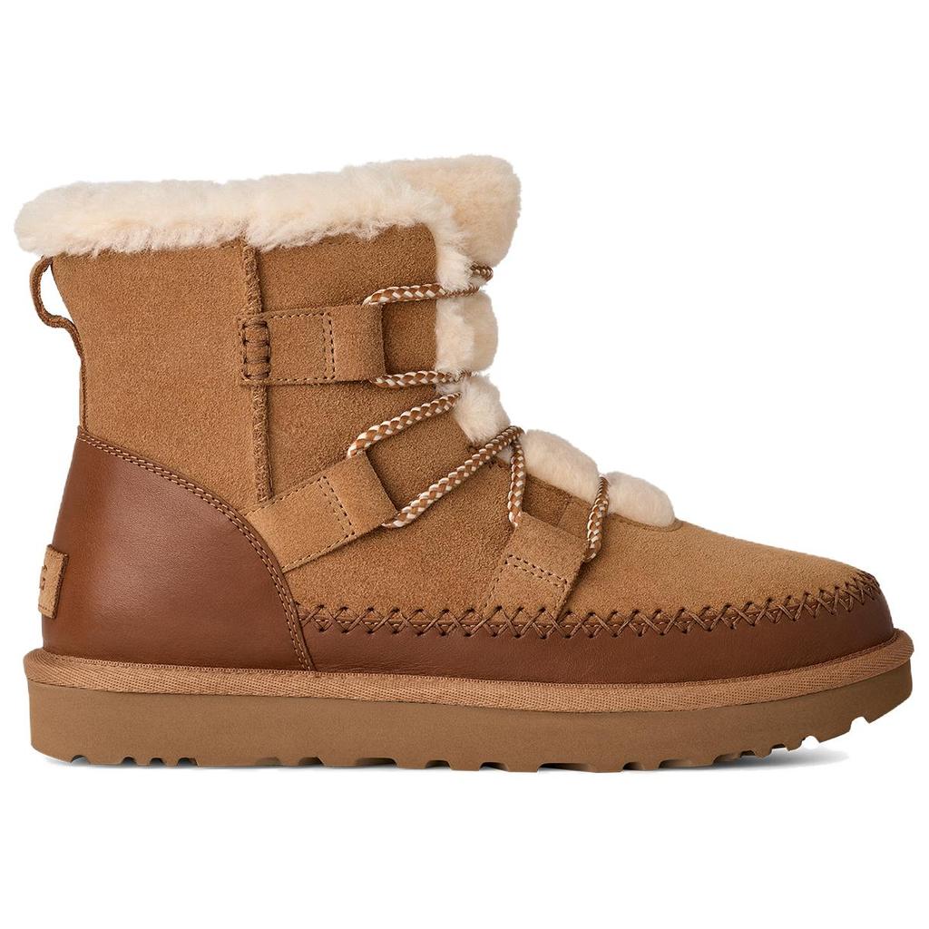 UGG Classic Novelty Cow Split Leather Short Snow Boots Women's Chestnut 1174574-CHE