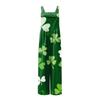 Wide Leg Overalls For Women Casual Loose Sleeveless Jumpsuits St. Patrick's Day Print Button Long Pant Romper Jumpsuit With Pockets