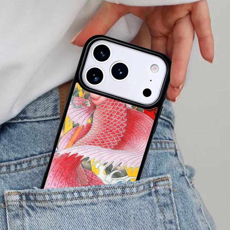 Koi Carp Fish Art Phone Case for iPhone 17ProMax 12 13 14 15 16e 17 Pro Max Plus Air Cover