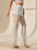 Western Style High Waist Bell Bottom Lace Pants - Sexy, See-Through, Double Layer, Casual Long Pants for Women, Spring/Summer Collection.