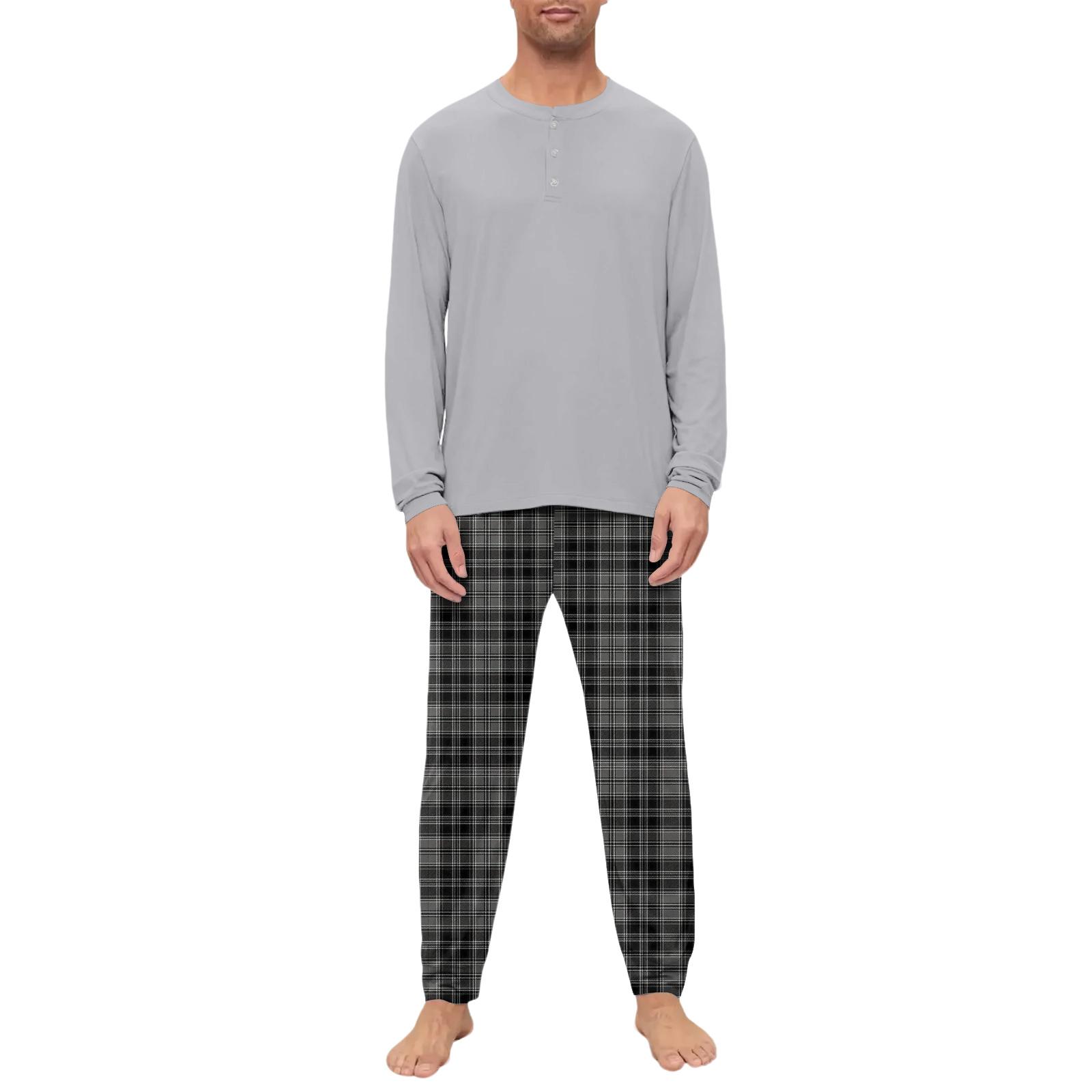 

Мужской пижамный комплект, с длинным рукавом и длинными брюками, двухпредметный комплект L