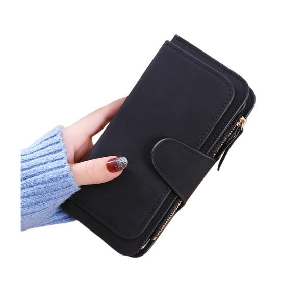 Women Long Wallet Large Capacity Wallet with Zipper Pocket 16 Card Slots ID Window Faux Leather Travel Clutch Wallet for Cash Management