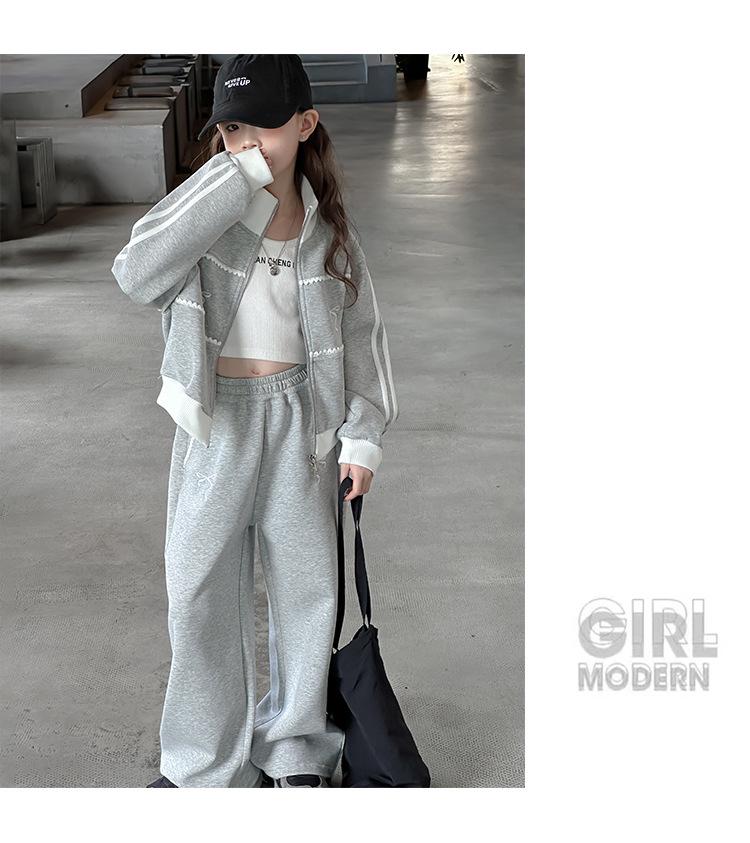 2025 Girls' Fashionable Spring & Autumn Tracksuit: Stylish Jacket for Big Kids