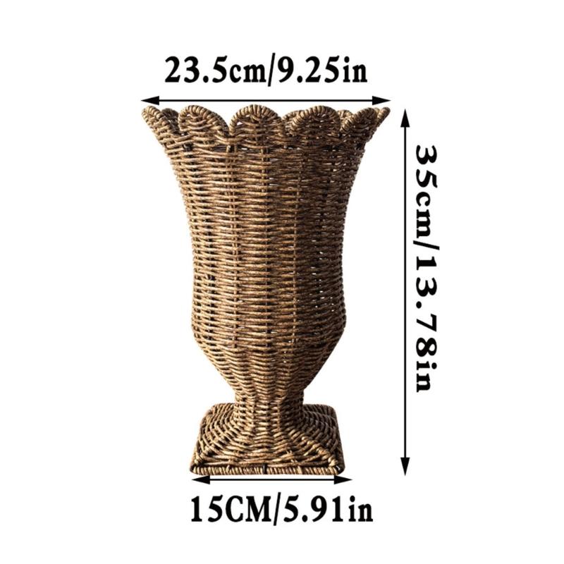 Vasi Centrotavola in Wicker Sintetico Contenitore Intrecciato in Rattan per Fiori Arredamento Desktop per Casa Ufficio Matrimonio