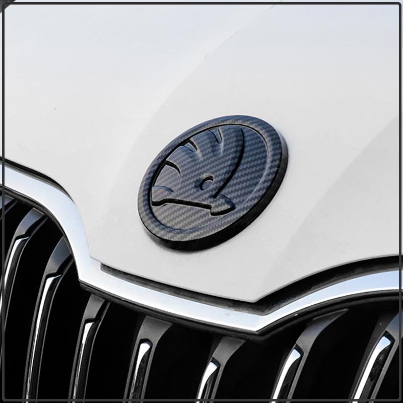 1Pcs 80/90/100MM Car Front Grille Logo Hood Badge Emblem Sticker For Skoda OCTAVIA RS FABIA KAMIQ KAROQ KODIAQ RAPID SCALA SUPERB