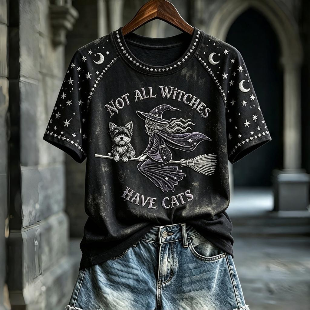 Women's Raglan Sleeve Halloween Print Short Sleeve Neck T-Shirt Top