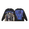 Mens Oversized Cotton Long Sleeve Tee With Skull Graphic Print Streetwear Rock Band Style Loose Fit Teens Adults