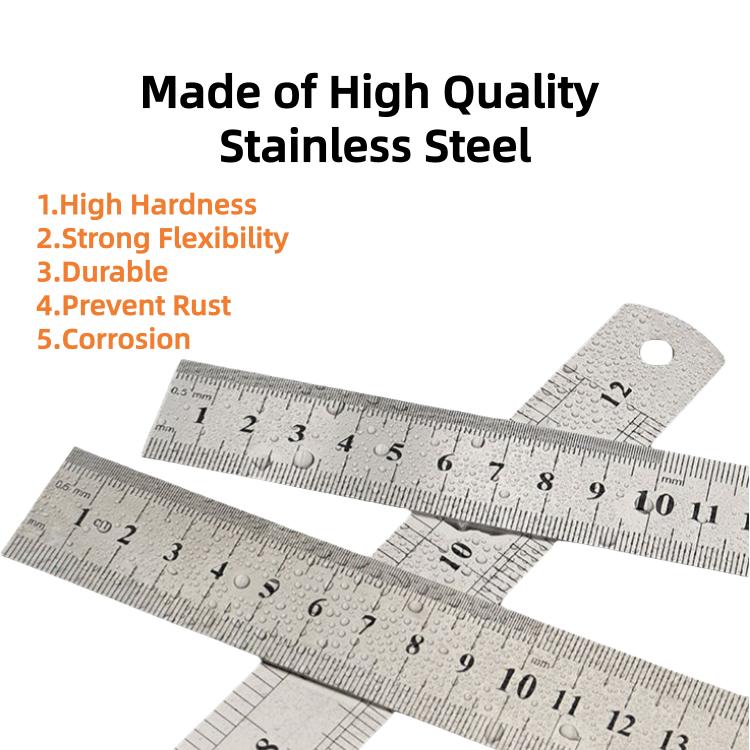 Double Sided 15-50cm/6-20in Thicken Stainless Steel Ruler Suitable for Crafting Drafting Architectural Projects and Woodworking