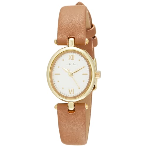 

Fieldwork Women s Analog Ellipse Watch with Gold Leather Strap, Brown (JN003-3)