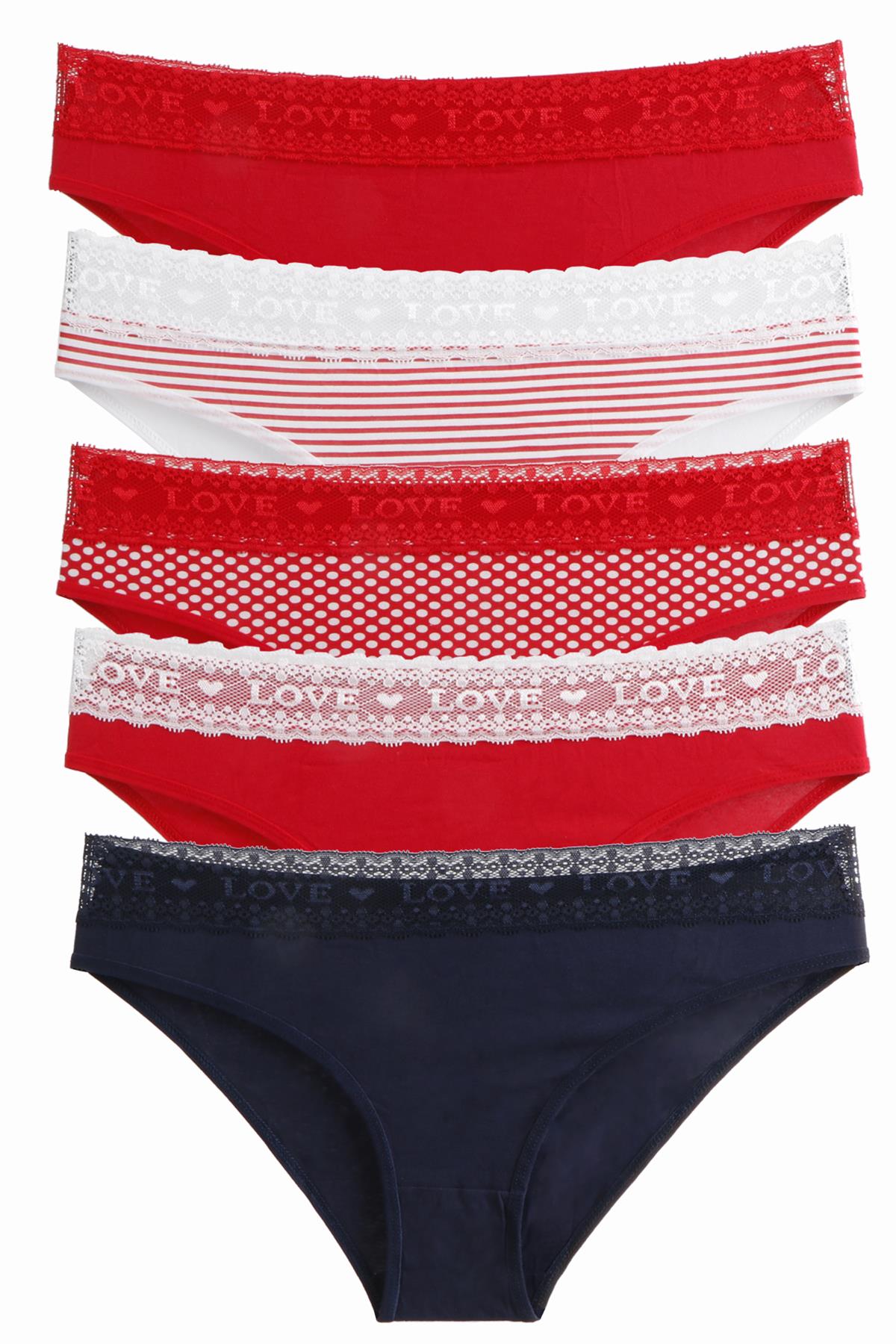 

Женские трусики, 5 шт., лайкра и хлопок Love Christmas Valentine XXL
