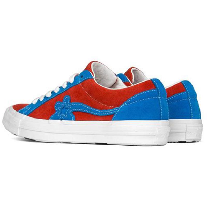 Golf le Fleur* x Converse One Star Ox Floral Trend Rutschfest und Abriebfest Low-Top Board Schuhe Unisex Rot und Blau