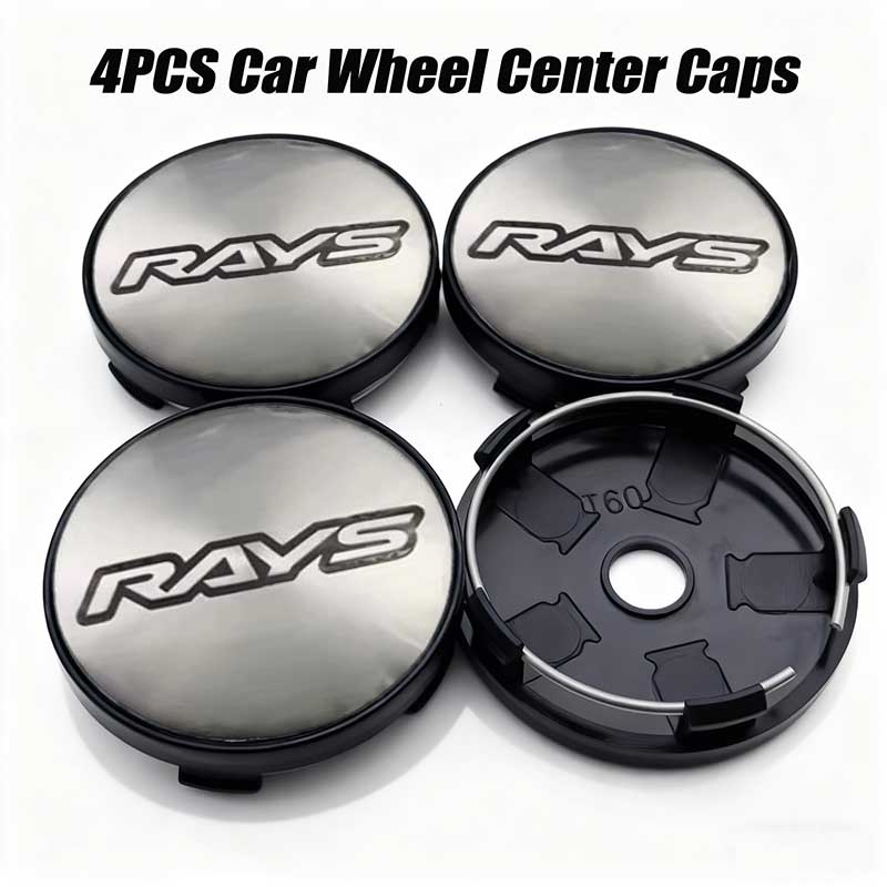 High Quality 4PCS 56mm 60mm RAYS Emblem Universal Car Wheel Center Caps Sticker Dustproof Hub Covers Auto Exterior Accessories