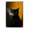 1 Stück Schwarze Katze Rauchendes Metallschild, Minimalistische 2D-Dekoration für Wohnzimmer, Schlafzimmer, Badezimmer, Man Cave.