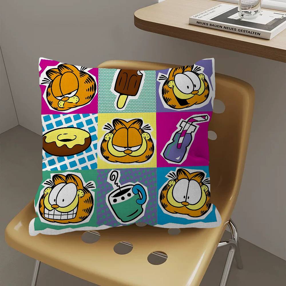 Cartoon Garfield Cute Cat Cushion Cover Car Throw Pillow Case For Sofa Car Christmas Gift 40X40Cm 45X45Cm
