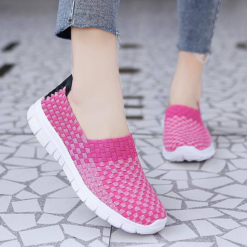 Summer Handmade Slip on Braid Beach Shoes Women Moccasins Plus Size Casual Espadrilles Breathable Sneakers