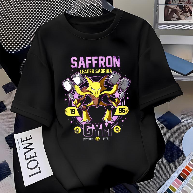 Pok É Mon Super Fire Dragon Pattern Short Sleeve Tshirt for Men and Women Loose Top Mens Tshirt Childrens Parent Child Wear
