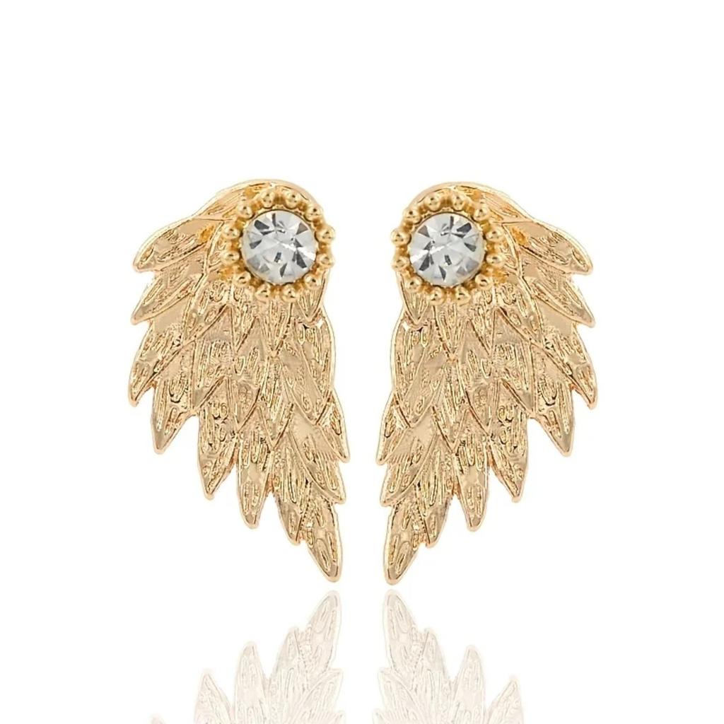 New Vintage Gothic Angel Wing Feather Earrings-(inlay Artificial Rhinestones Adorn)-Fashionable Women'S Jewelry