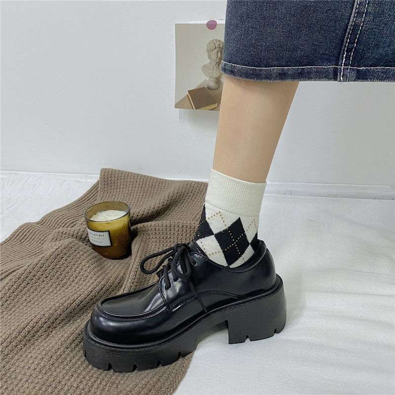Size 35-43, Large Size Women's Shoes Platform Loafers Women's 41 Versatile Fashion British Style Small Leather Shoes 42 Round Head Single Shoes