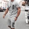 Men Summer Tracksuit 2 Piece Sets The Crown King 3D Print Jogging Set Fashion Men's Oversized Beach Sportwear Outfits Suits 6XL