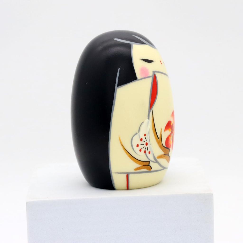 Castle Enterprise Spring Thinking Kokeshi Handcrafted Wooden Japanese Doll 8.62 X 5.9 Cm Made In Japan