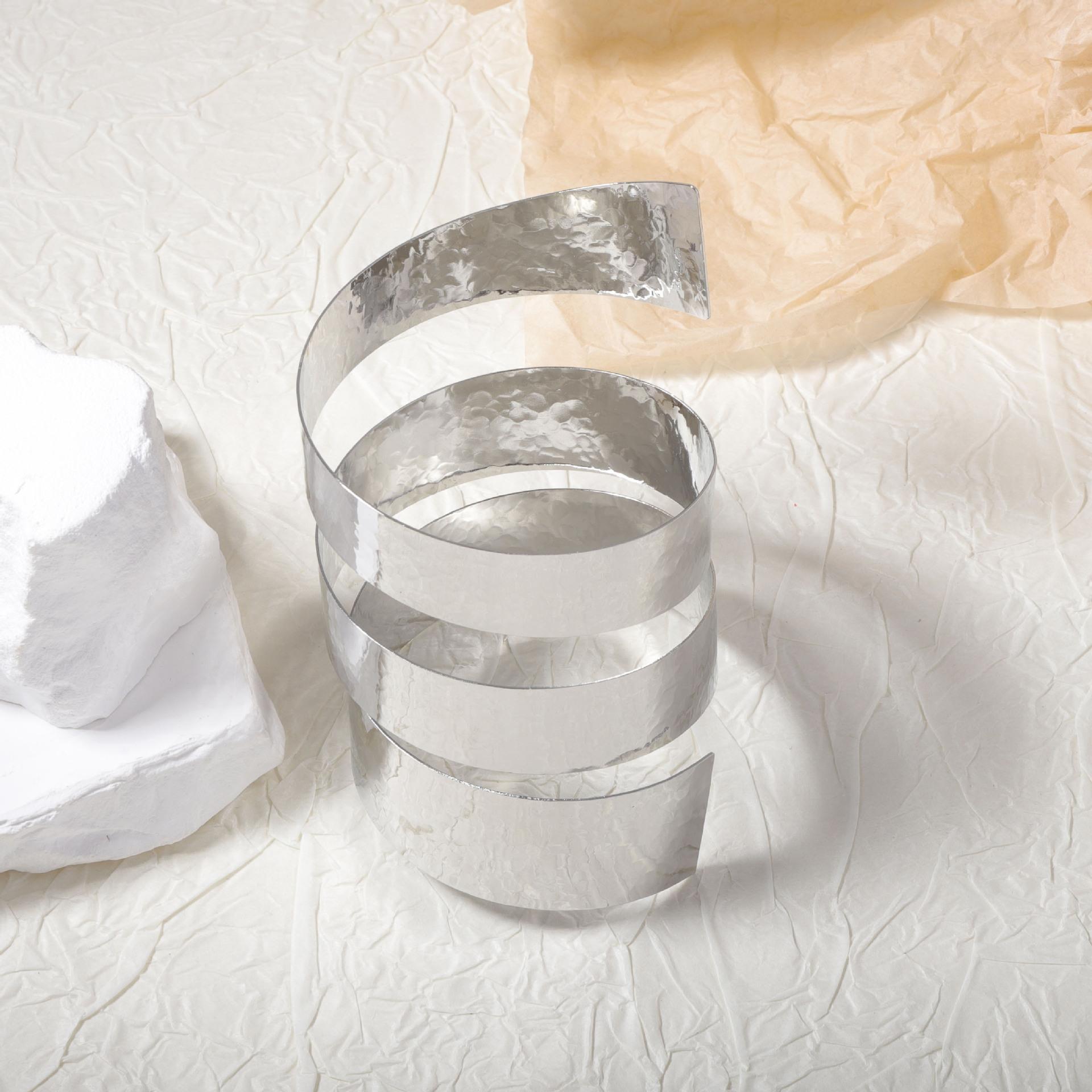 Геометрическое кольцо-браслет на руку для женщин с преувеличенной индивидуальностью, металлическое, модный тренд, уличный стиль серебряный