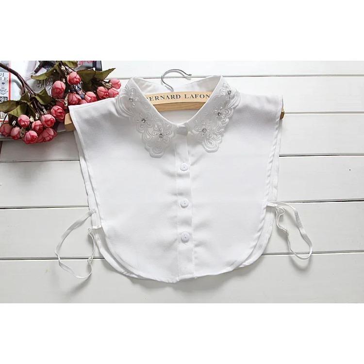 

Женская взрослая рубашка ложный воротник кружево бусины ложный воротник вышитый съемный блузка топы свитер декоративный полурубашка декор