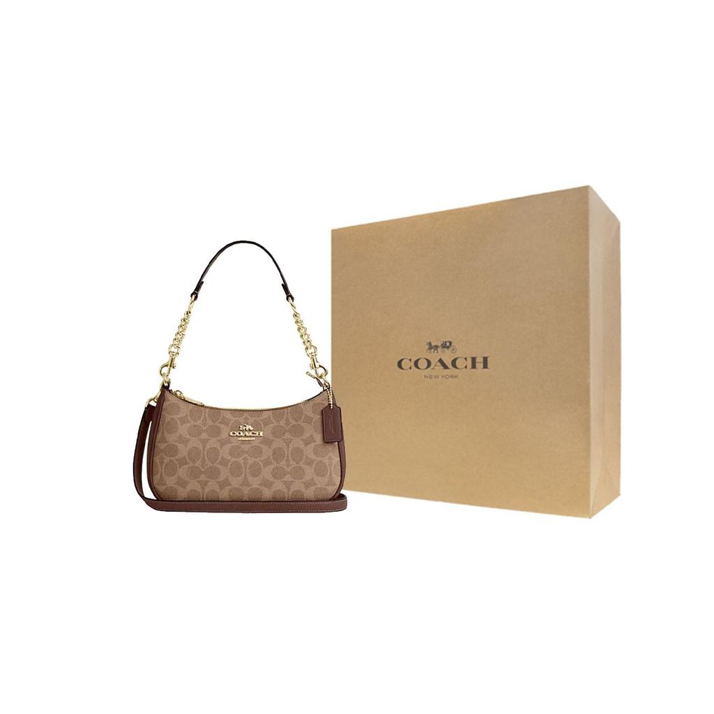 Coach Teri 24 Borsa a Spalla Classica con Logo Monogramma Donna Borsa a Spalla Khaki CV933-IMXHE