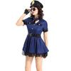 Style Blue Policewoman Play Game Costume Halloween Party Uniform Cute Dress Set