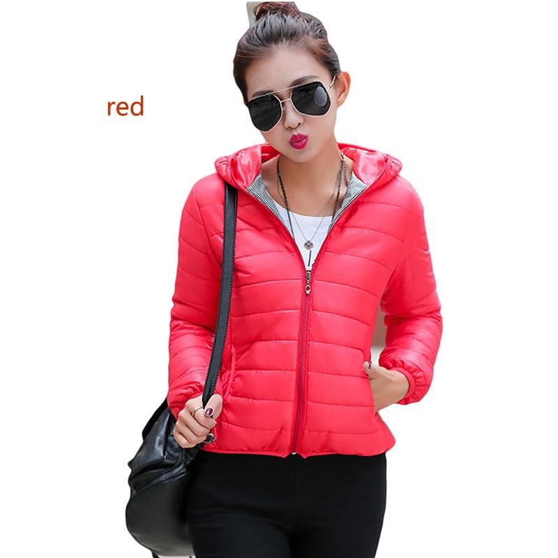 Women Ultra Light Hooded Duck Down Jacket Long Sleeve Pure Color Slim Short Zipper Coats