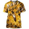 Camiseta masculina com estampa 3D, camiseta engraçada de verão com abelha, manga curta, camiseta masculina casual unissex, camiseta grande, harajuku, gola redonda