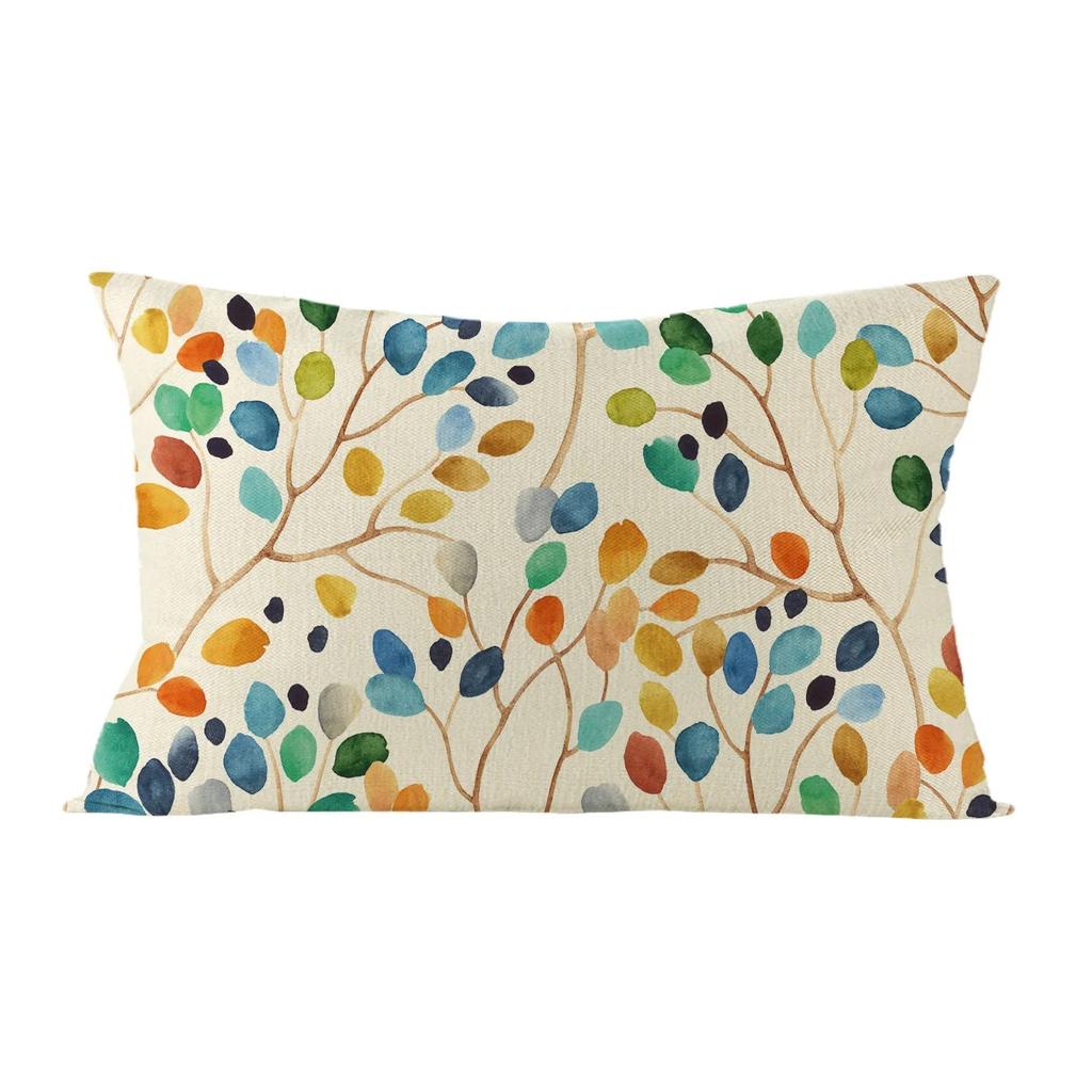 Rectangular Floral Plant Print Cushion Cover Sofa Chair Car Pillow Cover Decorative Sofa