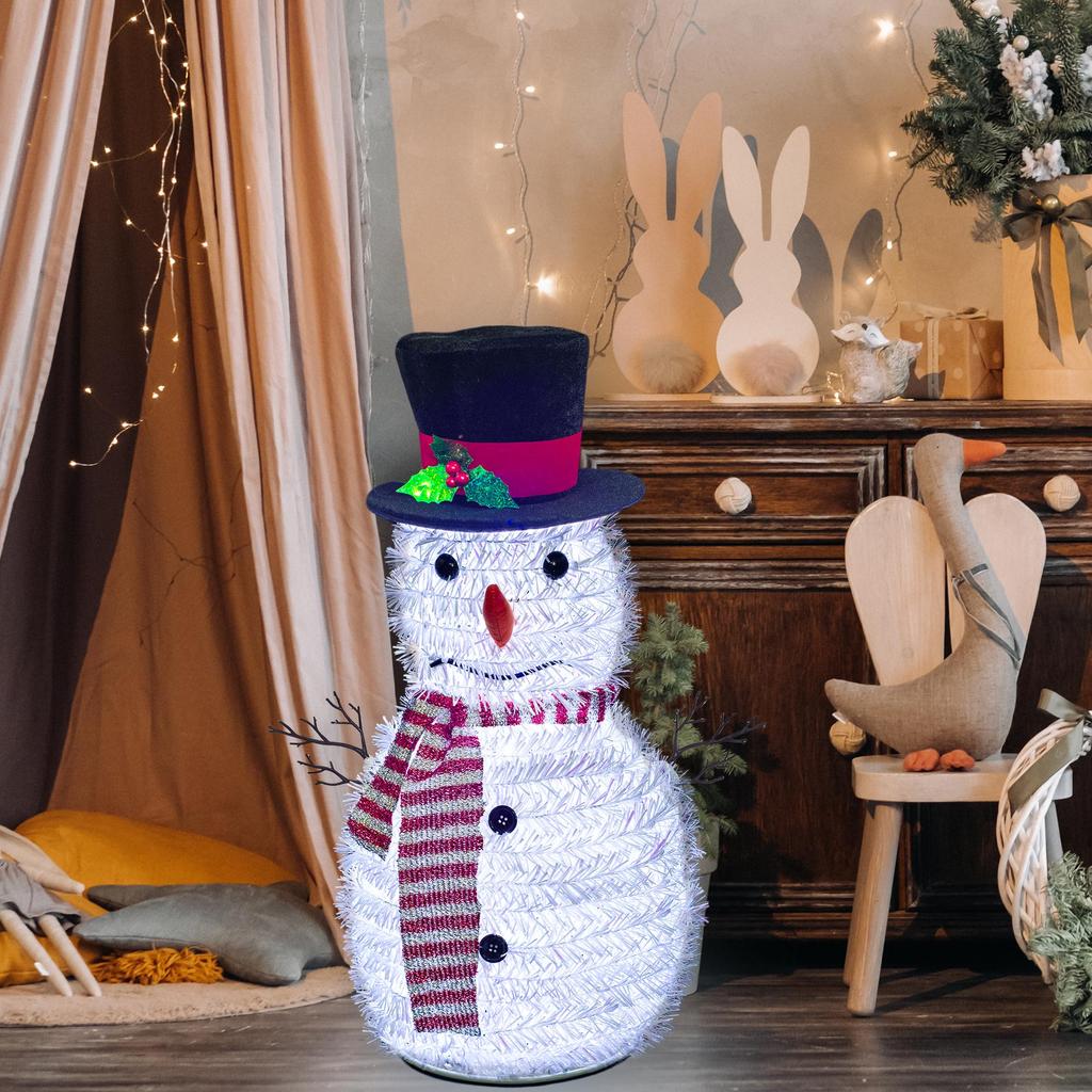 60 cm kaltweiß beleuchteter Pop-Up-Schneemann als Tischdekoration für die Feiertage und Weihnachten