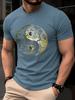 Men's Summer Casual Loose-Fit Sports T-Shirt with Yin-Yang Tree Print Round-Neck Short-Sleeve Top Minimalist Men's Commuter Wear