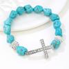 Adjustable Crosses Charm Elastic Bracelet Turquoise Beaded Jewelry for Versatile Styling Women Men