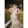 Dmcc Romantic Prelude French-Style Off-Shoulder Polka Dot Strap Dress for Slightly Plump Women, Slimming Plus-Size Summer Dress
