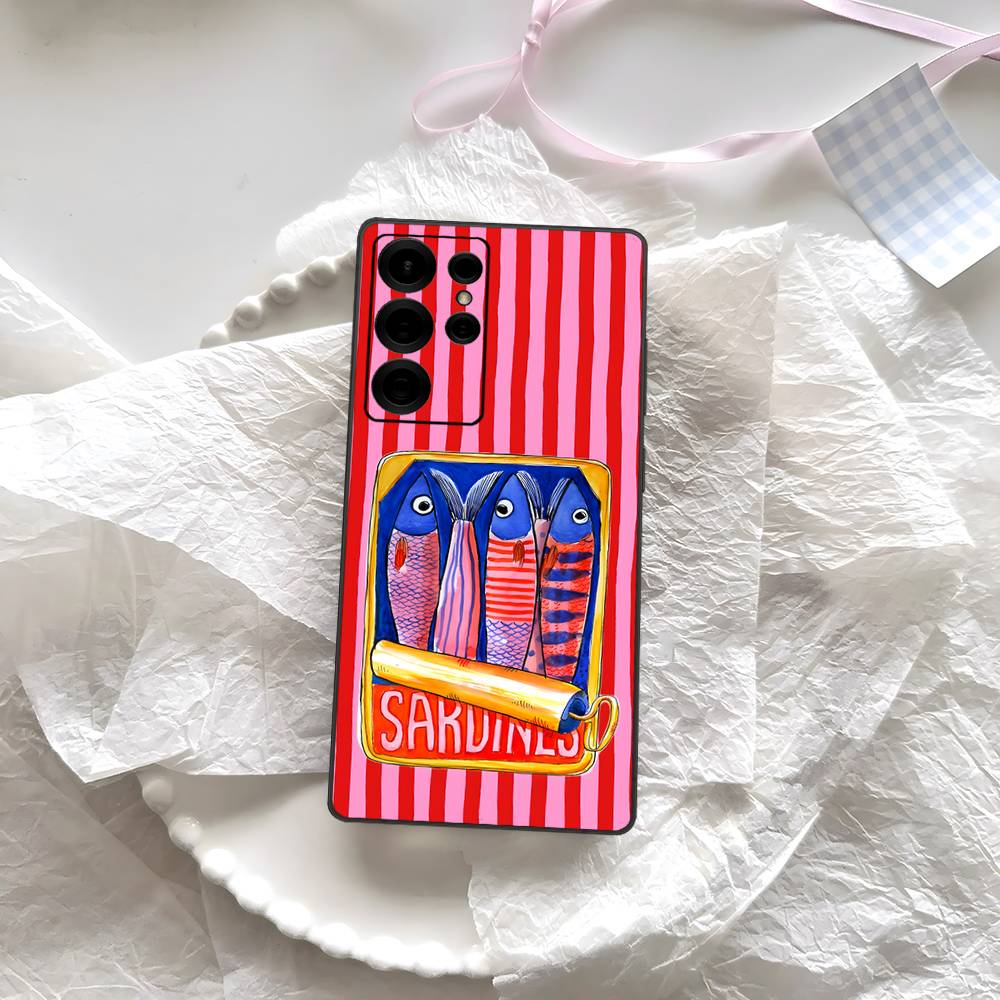 Sardines Phone Case For Samsung S 24 Fe 25 Ultra Plus 20 Lite 21 30 22 23 24 22 Ultra 5G Fundas