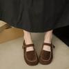 Retro square head shallow mouth single shoes women's spring new soft-soled shoes one-word buckle Mary Jane