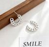 European and American cold wind C-shaped hollow chain earrings s911 silver needle personalized earrings niche trend high-end earrings