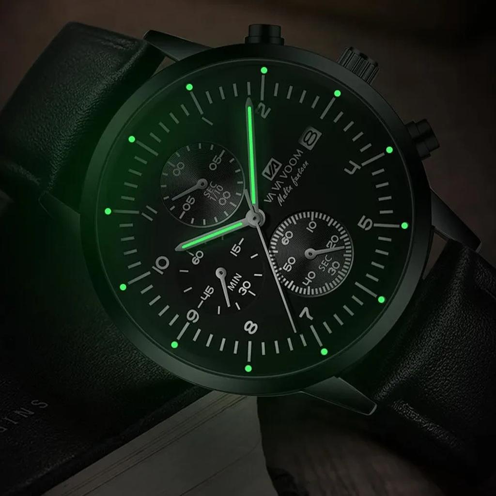 VA VA VOOM Men's Quartz Watches Top Men Wrist Watch Business Casual Waterproof Calendar Stainless Steel Band Quartz Watches Men Wrist Watch