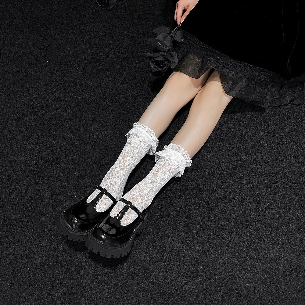 White lace calf stockings stockings women's summer lolita lolita stack socks mid tube socks jk stockings