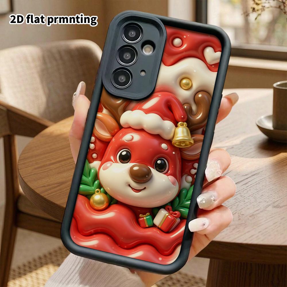 Phone case: 2D flat design suitable for Samsung Galaxy A34 A35 M05 M06 S20 S22 S21 FE Plus 5G protective case, Christmas reindeer, perfect holiday gif