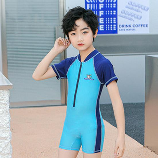 Cartoon Boys' Toddler Sun Protection Quick-Dry Swimsuit Set with Swim Cap