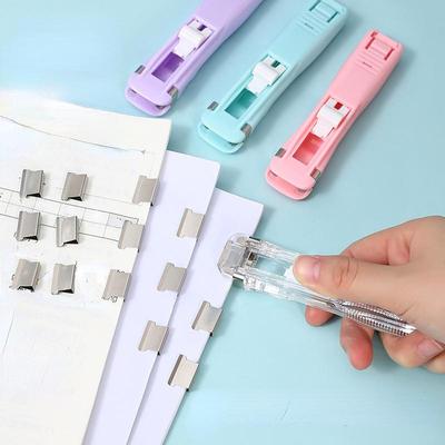1pc Metal Clip Push Staple Remover Paper Fixing Organizing Stapler Reusable Push Clamp Paper Binding File Paper Clip Push